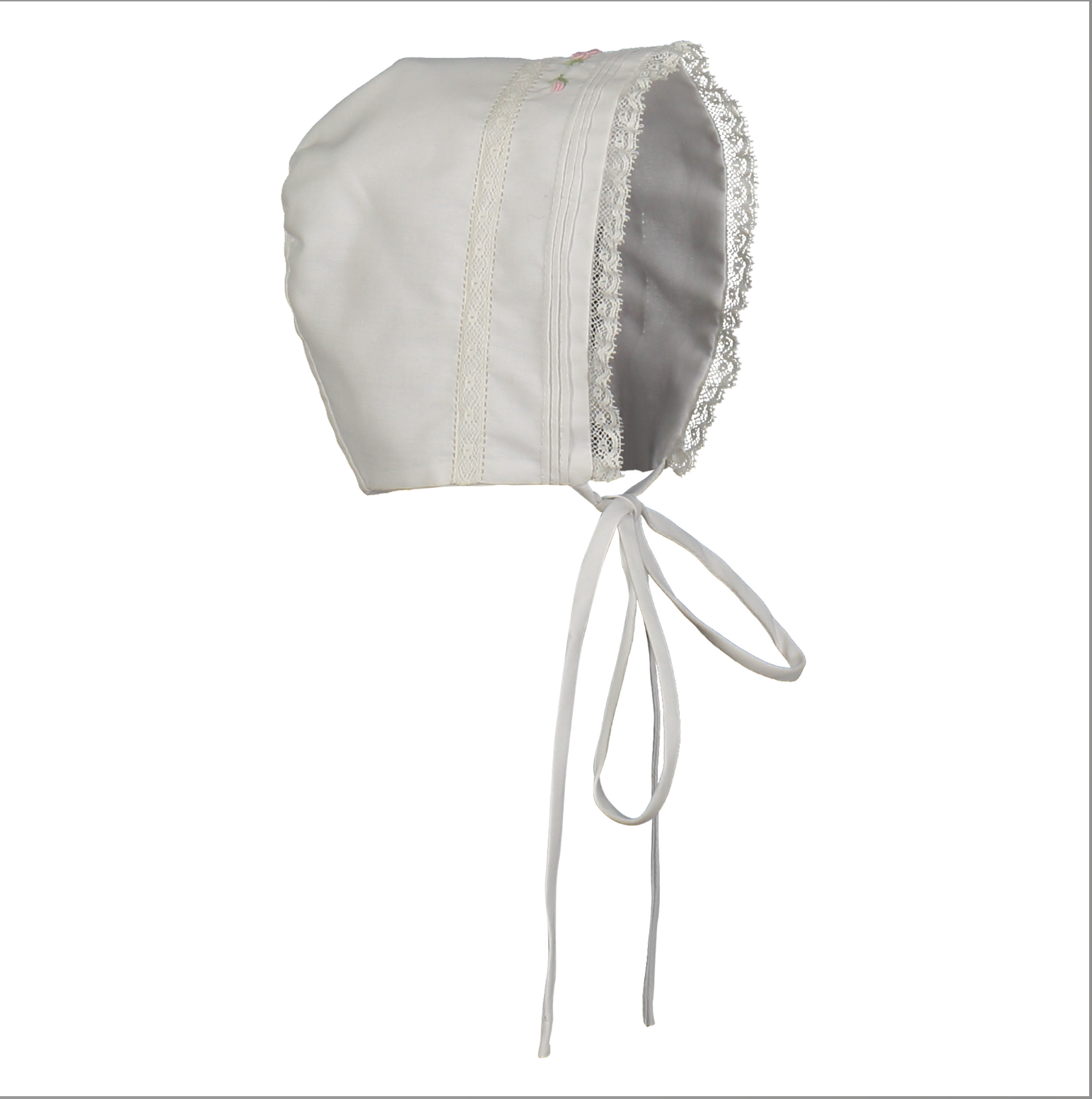 Girls Floral Bullion and Lace Bonnet
